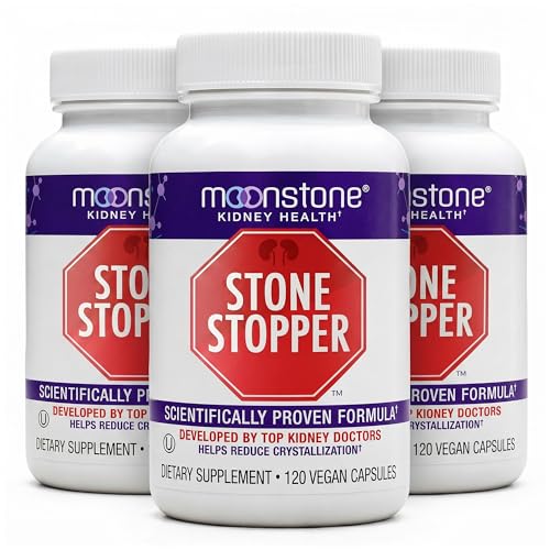 Image of Moonstone Stone Stopper Capsules, Kidney Stone Prevention, Calcium Oxalate Protector, Alkali Citrate Support Supplement, Developed by Urologists to Support Kidney Health, 90 Day Supply (360 Count)