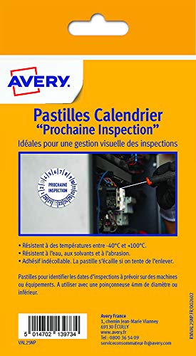 Avery, Pack of 48 "Next Inspection" Tablets + 12 Months + 20 to 25 Years, Ultra-Resistant Anti-Burglary Material - Image 3