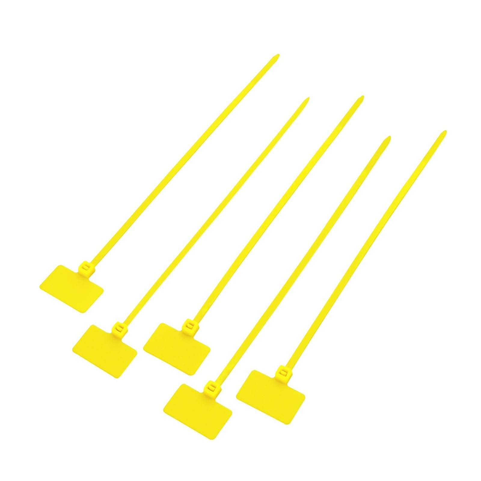 Opaski kablowe, 50 szt. Mark 4 * 150 mm nylonowe opaski kablowe Etykiety z etykietami Plastikowe znaczniki pętlą Samoblokujący zamek błyskawiczny(Yellow)