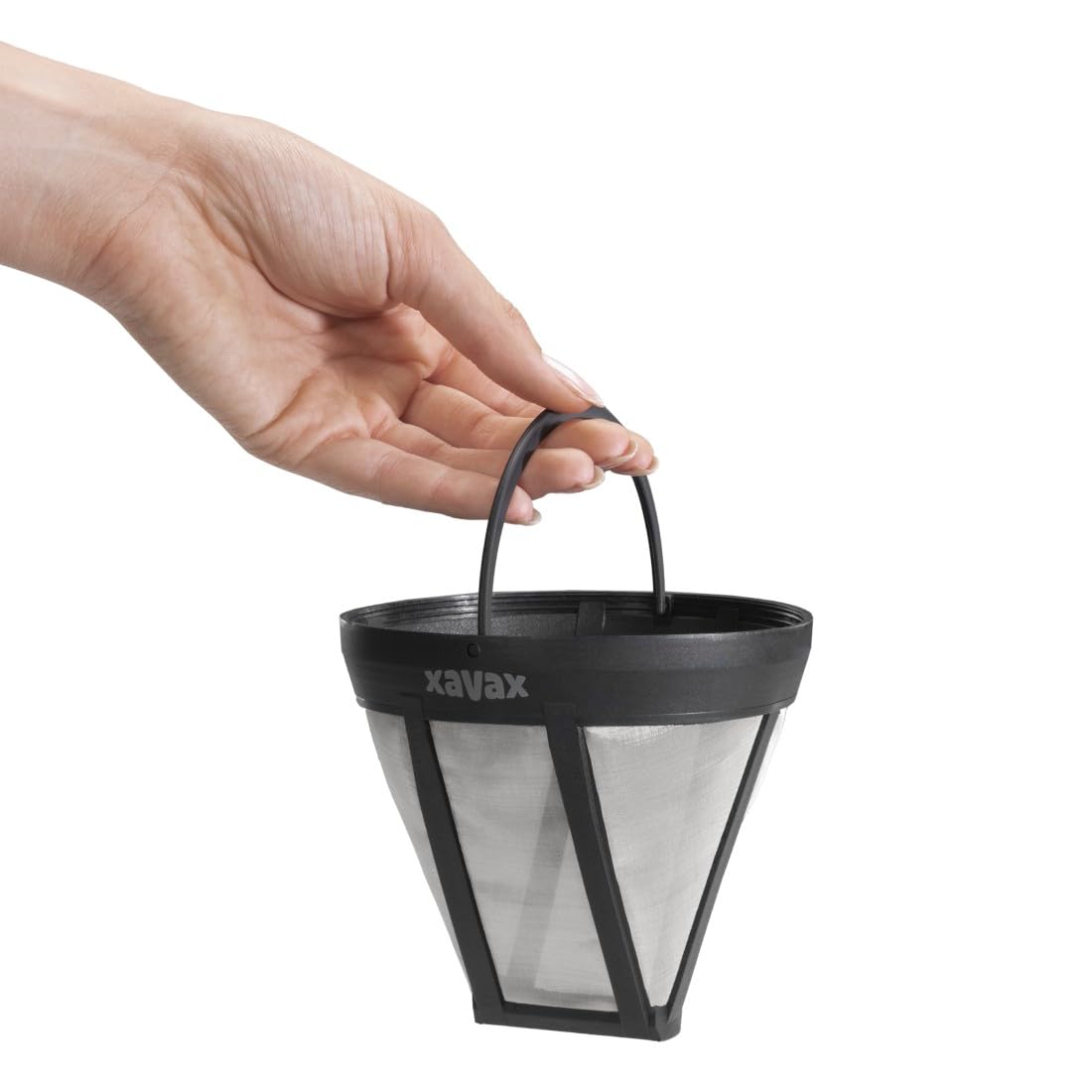 Xavax permanentny filtr do ekspresu do kawy (rozmiar 4, plastikowy, średnica 12 cm, do zmywarki, stały, wielokrotnego użytku) czarny
