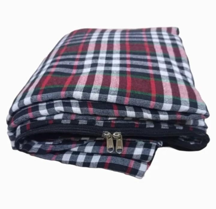 Image of Mattress Cover with Zipper Closure, 72x48x6 Inch (4x6 Foot), Multicolour Checkered