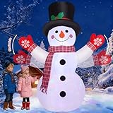 COMIN 8 FT Christmas Inflatables Outdoor Decorations Inflatable Snowman Shaking Hand Blow ups with Built-in LEDs for Yard Party Lawn Decor