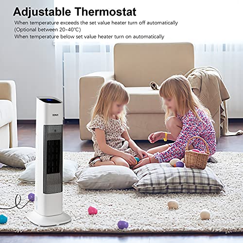 OZAVO Keramische ventilatorkachel, met afstandsbediening, 2000 W, PTC-ventilatorkachel, oscillatiefunctie, verwarmingsstanden, timer, verwarming, oververhitting, kantelbeveiliging - Afbeelding 7