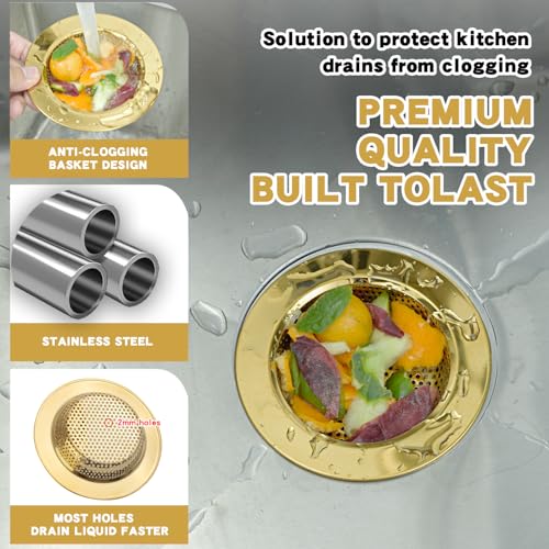 Set de coladores para fregadero, acero inoxidable, 3 piezas miniatura 4
