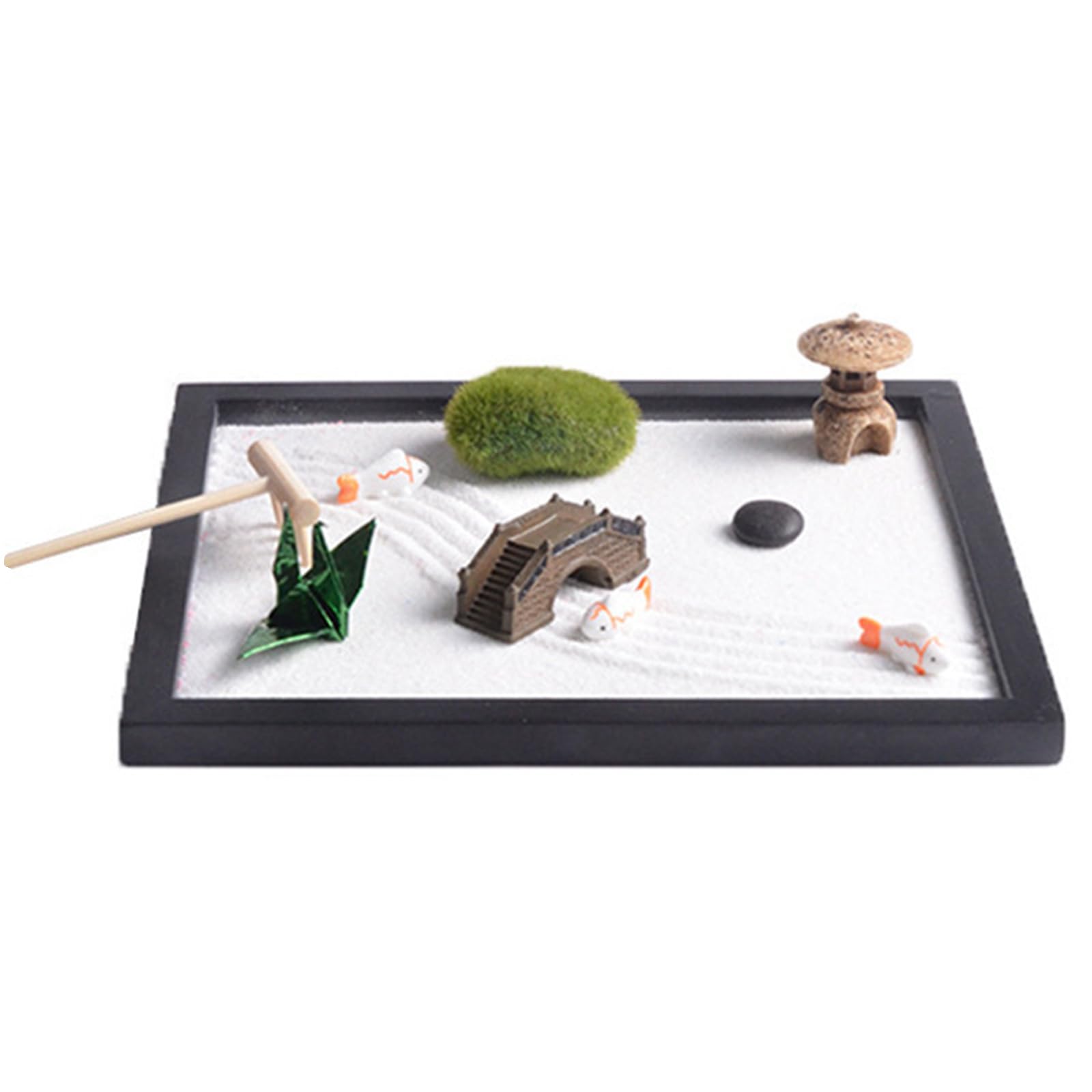 Buxuaaaa Multicolor Minis Zenes Garden Set Japanese Zenes Sand Garden For Desk With Rakes, Stand, Rock Table Accessories Meditations Gift Minis Set For Desk