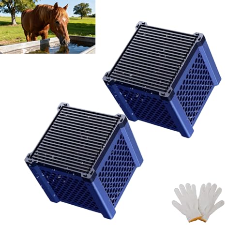 2 PCS Pure Cube Water Trough Filter 2.0, Activated Carbon Purecube with Gloves for Cleaning Your Water Troughs, Horse Water Trough Filter for Horse, Fish Tanks and Livestock & Stock Tanks