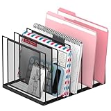 RITOLLO Vertikaler Schreibtisch-Aktenorganizer, 5-fach Dokumentenhalter aus Metall, stehender Datei-Sortierer für Büro, Homeoffice & Klassenzimmer, Schwarz