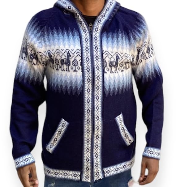 Generic Hooded Alpaca Sweater, Unisex, Alpaca Cardigan, Peruvian Alpaca Wool Sweater for Men & Women, Winter Sweater