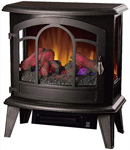 Post Elektroherd 20 Zoll tragbarer freistehender Kamin mit Thermostat Realistische Flamme und Protokolle Vintage Design für Zuhause und Büro