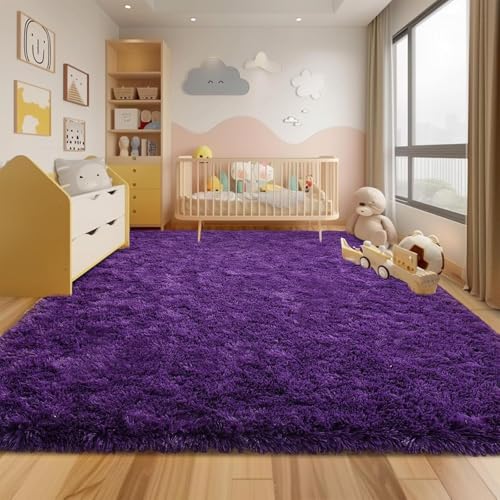 Tapis moderne à poils courts 60 x 240 cm pourpre lavable