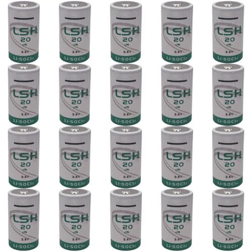 LINHUPAK (20 Pack) LSH20 3.6V D Lithium Thionyl Chloride Battery 13000mA LSH 20 Battery Non-Rechargeable