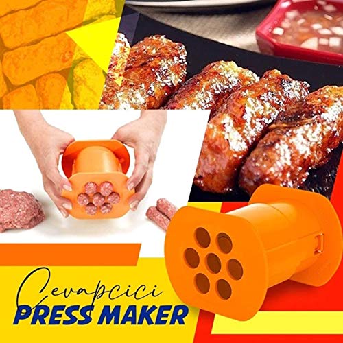 One Press Cevapcici Maker - 7 Sausages In One Press - Non Stick Kitchen Barbecue Grilling Party Molds for Easily Making Delicious Stuffed Sausages - BBQ Grill Accessories - Easy to Use