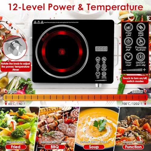 Image of Portable Electric Single Burner Cooktop,3500W Infrared Hot Plate