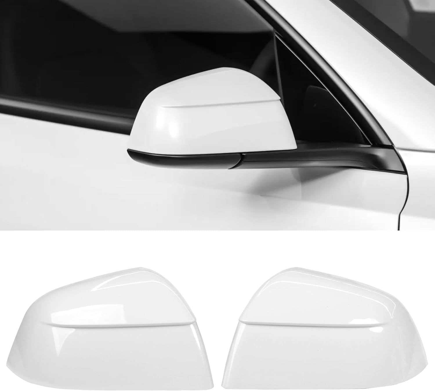 Jaronx Compatible with Tesla Model Y Juniper Mirror Cover Replacement 2020-2026, Left Driver Right Passenger Side Clip-on Rear View Mirror Cover Cap for Tesla Model Y Juniper Accessories(Stealth Gray)