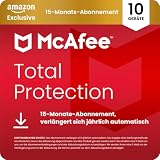 McAfee Total Protection 2026 (10 Geräte), 15 Monate Amazon Exklusiv | Virenschutz, VPN, Betrugsschutz, Sicherheitssoftware, Identitätsüberwachung | Abonnement mit automatischer Verlängerung | Download