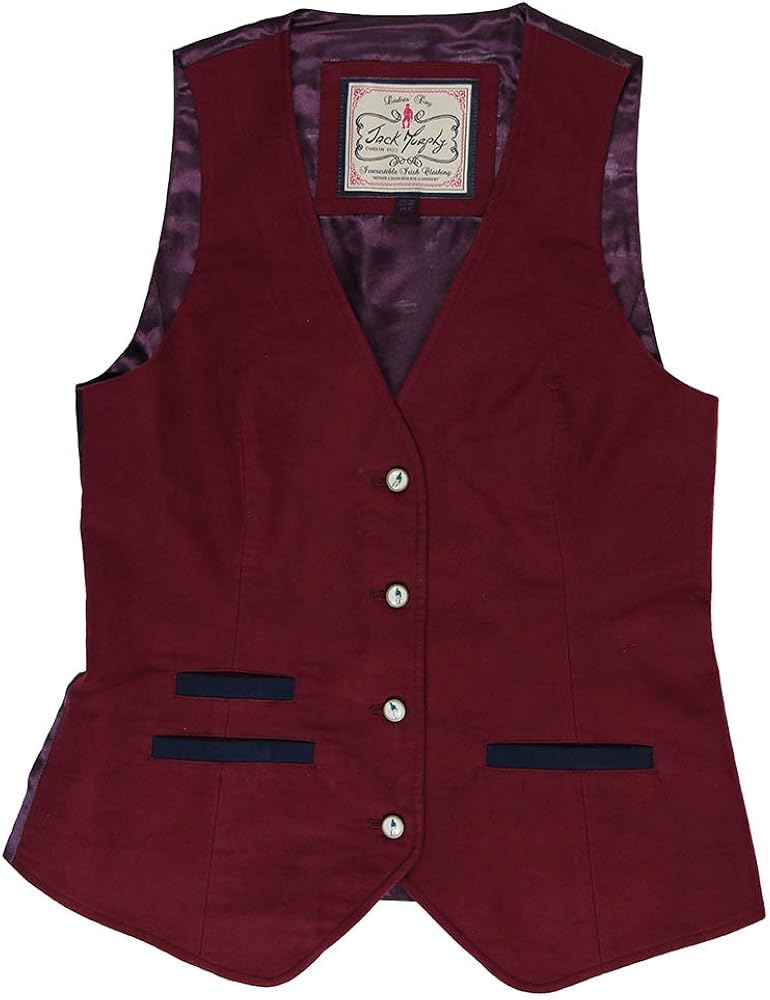 Jack Murphy Lydia Ladies Moleskin Waistcoat Size 20, Color Port