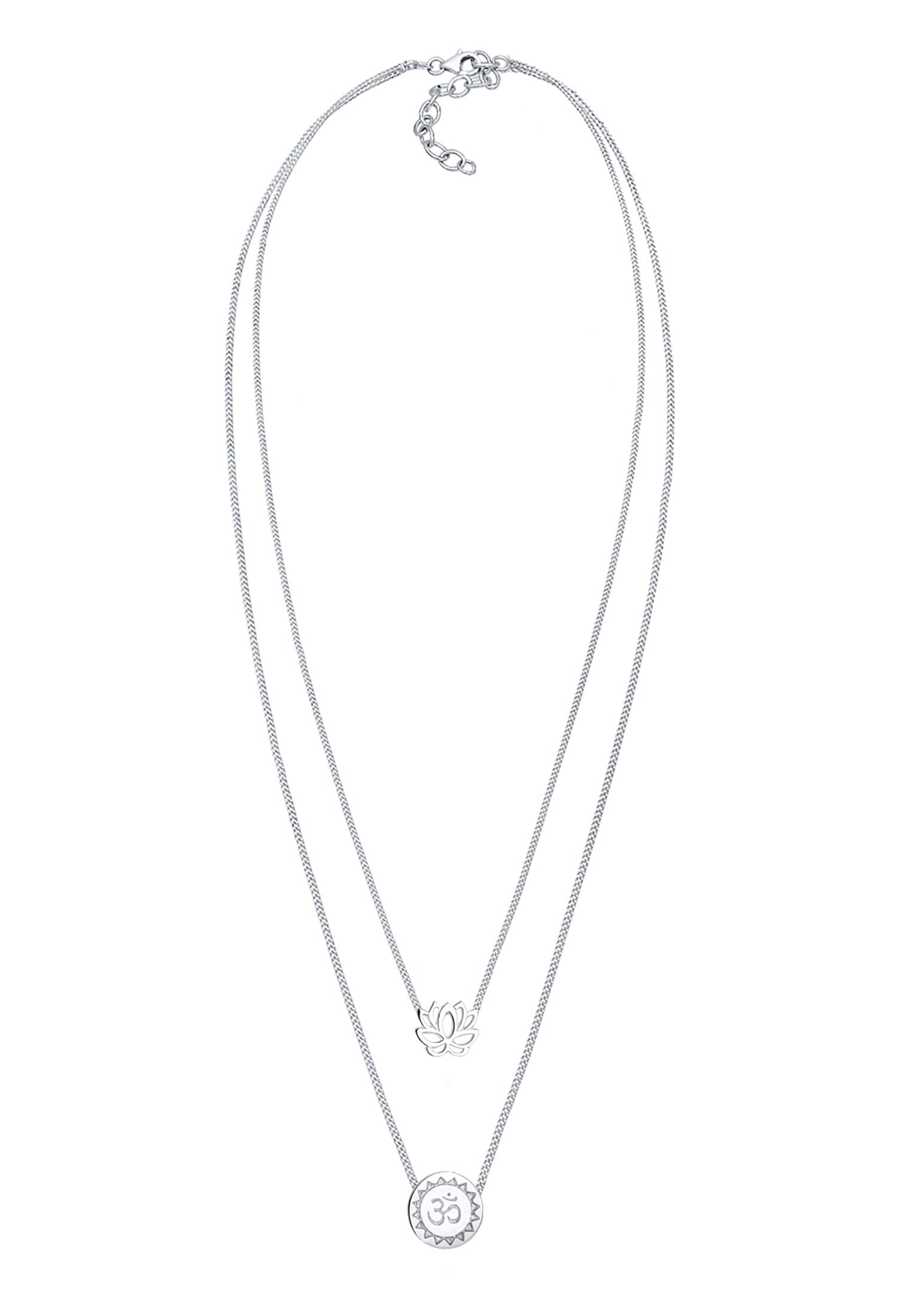 Elli Halskette Damen Lotusblume Om Mantra Symbol Layer-Look | 925 Sterling Silber