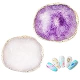 2Pcs Resin Nail Art Palettes,Nail Mixing Palette Gel Polish Color Mixing Plate Golden Edge Resin...