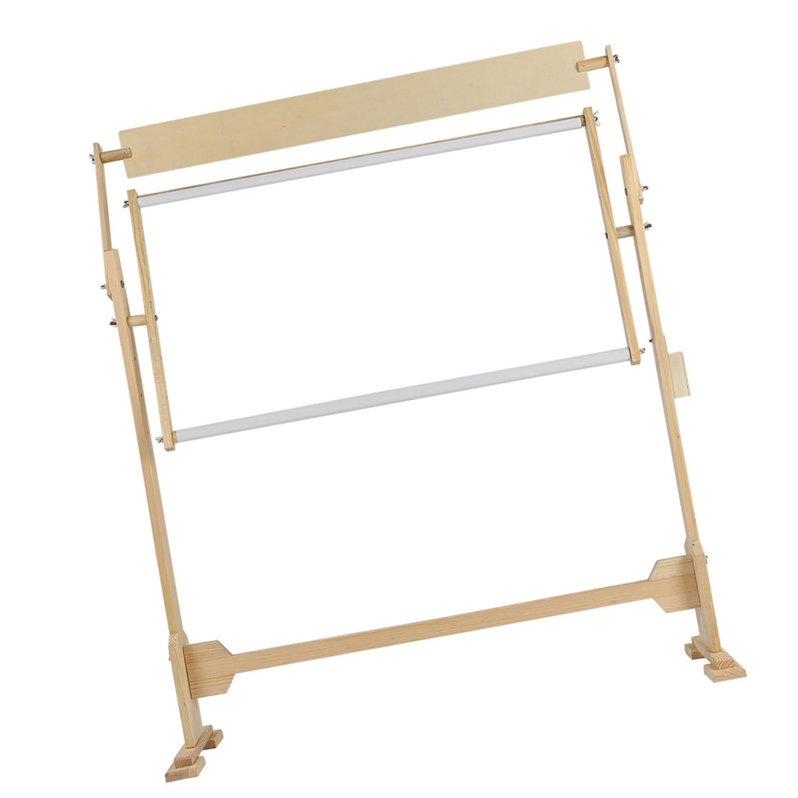 GOTOTOP Soporte para bordar, ajustable 360 grados, soporte para bordado de punto de cruz ajustable, soporte para bordar de madera de pino y PVC con bastidor, 104 x 40 x 88 cm