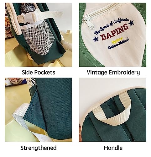 JHTPSLR Preppy Backpack Vintage Aesthetic Backpack American Style Backpack Book Bags Casual Daypack Sports Backpack Supplies (Blue)3