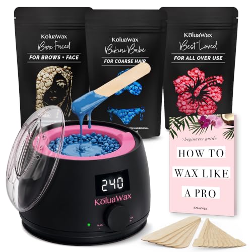 KoluaWax Waxing Kit Hair Removal For Men &amp; Women Beginner Friendly - Black