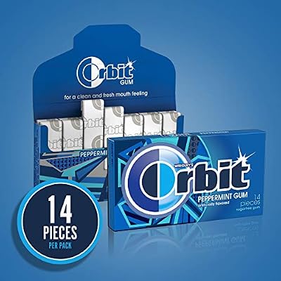 علكة ORBIT Peppermint الخالية من السكر مغلفة بشكل فردي، عبوات كبيرة من العلكة، 12 عبوة من 14 قطعة (إجمالي 168 قطعة)