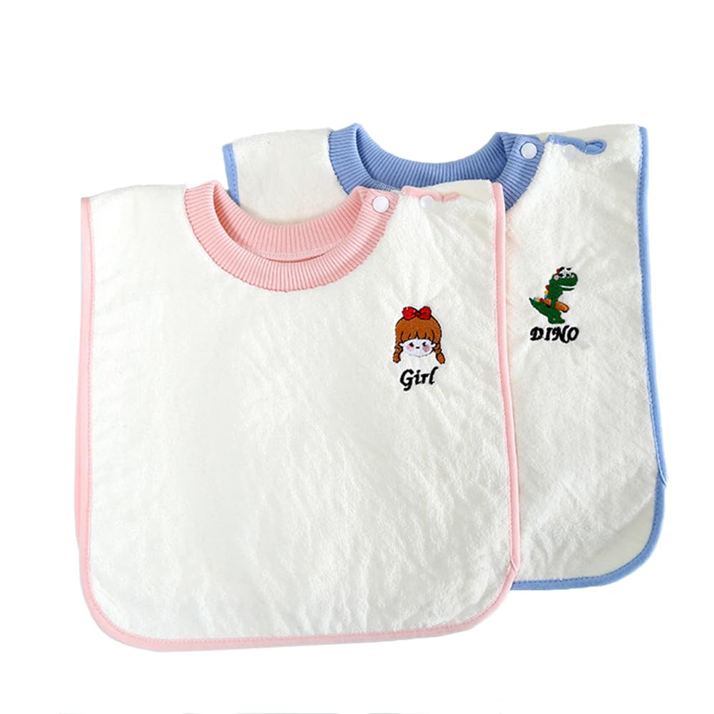 HISHELL3 Pieces Baby Bibs with Snaps Large Towel Bibs Adjustable Toddler Soft Bib for Drooling Feeding Eating