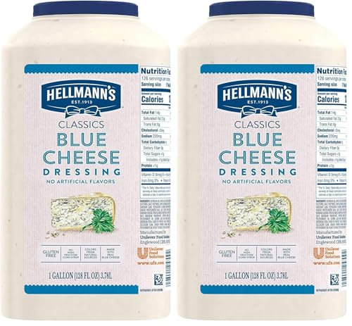 Hellmann's Classics Blue Cheese Salad Dressing Jug Gluten Free, No Artificial Flavors or High Fructose Corn Syrup, Colors from Natural Sources, 1 gallon (Pack of 2)