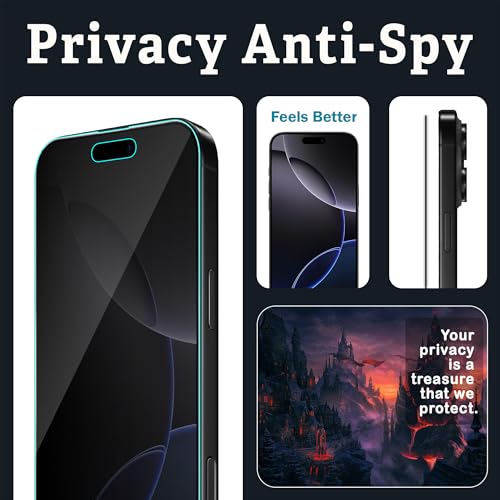 Image of ArmourPro Privacy Tempered Glass for iPhone 16 / iPhone 15 - Anti-Spy Anti Peeping Screen Protector, 9H Hardness, Edge-to-Edge Coverage, Ultra Thin, Bubble-Free Installation Kit | Black