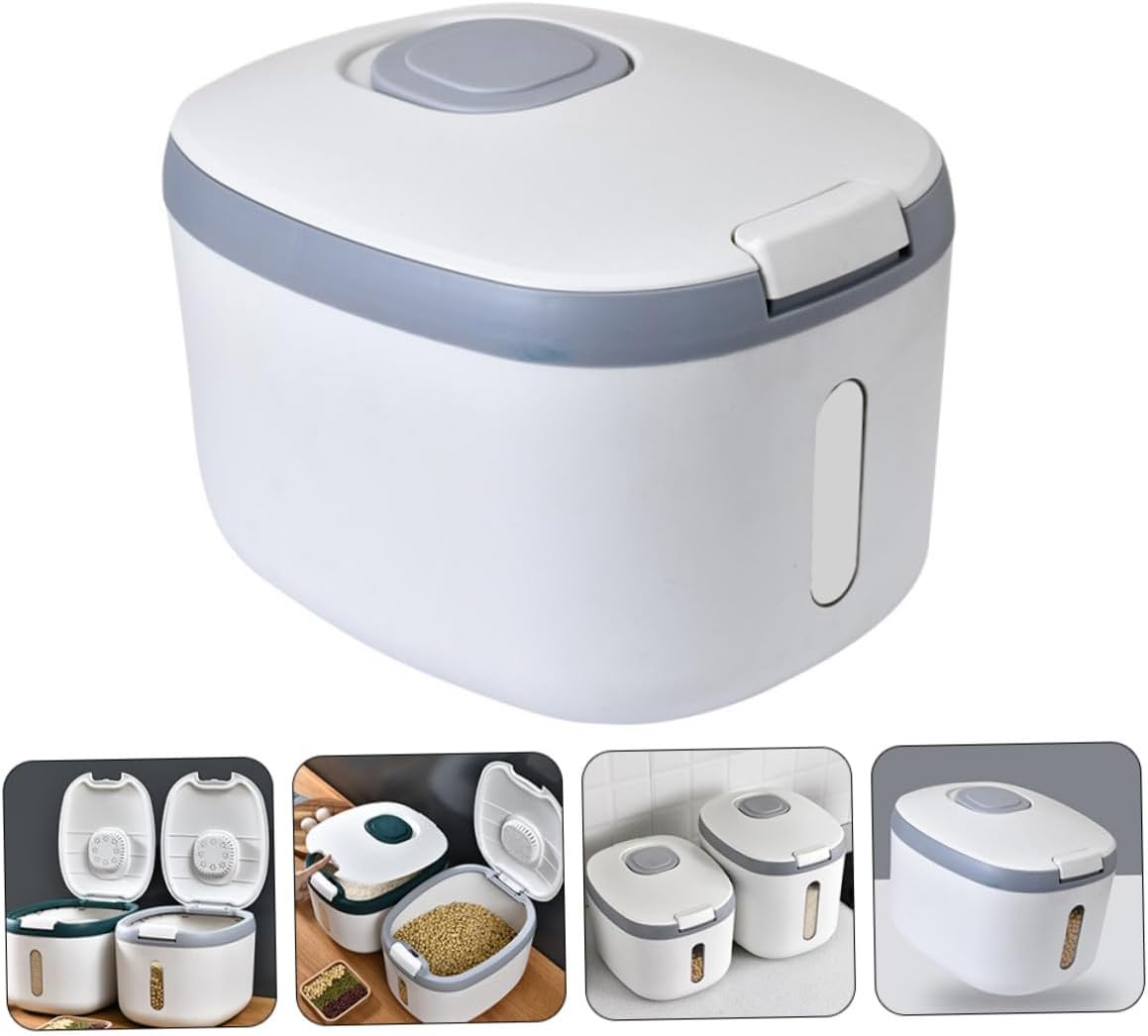 Neutral Tone Rice Storage Container Sealed Food Box with Smooth Rounded Edges Large Capacity Household Rice Keeper for Pantry Organization