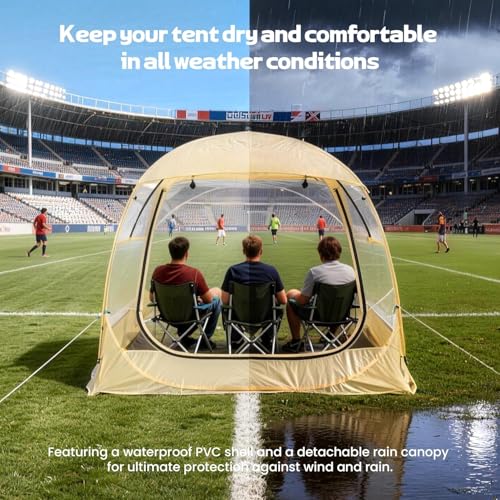 Lenotos Pop Up Sports Tent, Instant Clear Bubble Tent, with Removable Top Cover, Outdoor All Weather Shelter, for Watching Sports, Cheering, Fishing and Camping (50" L x 50" W x 62" H) - image 3
