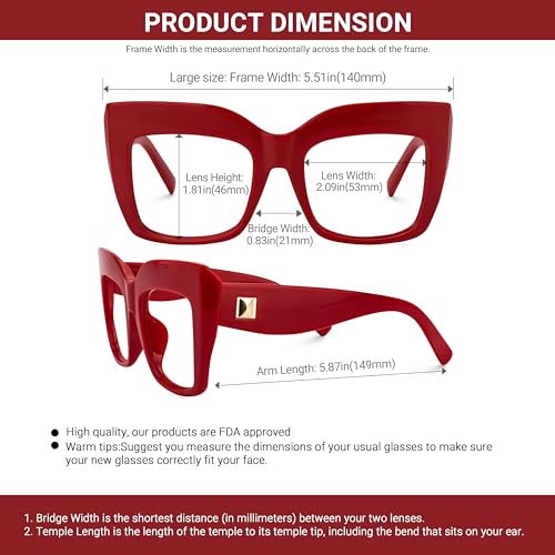 Image of VOOGLAM Stylish Oversize Square Blue Light Blocking Glasses for Women Men Anti Eyestrain UV Eyewear Cassandra