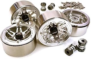 Integy RC Model C27031SILVER 1.9 Size Machined High Mass Wheel (4) w/14mm Offset Hubs for 1/10 Scale Crawler