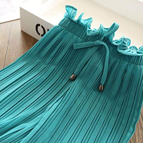Moonker Toddler Girls Solid Color Pants Elastic Waist Pleated Boho Trendy Casual Flowy Palazzo Pants Soft Youth4