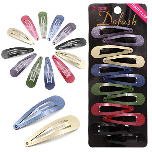 Dofash Snap hair clips metal grips 5cm/2in basic hair accessories 12pcs (Six Multi-color mixed each for 2PCS)