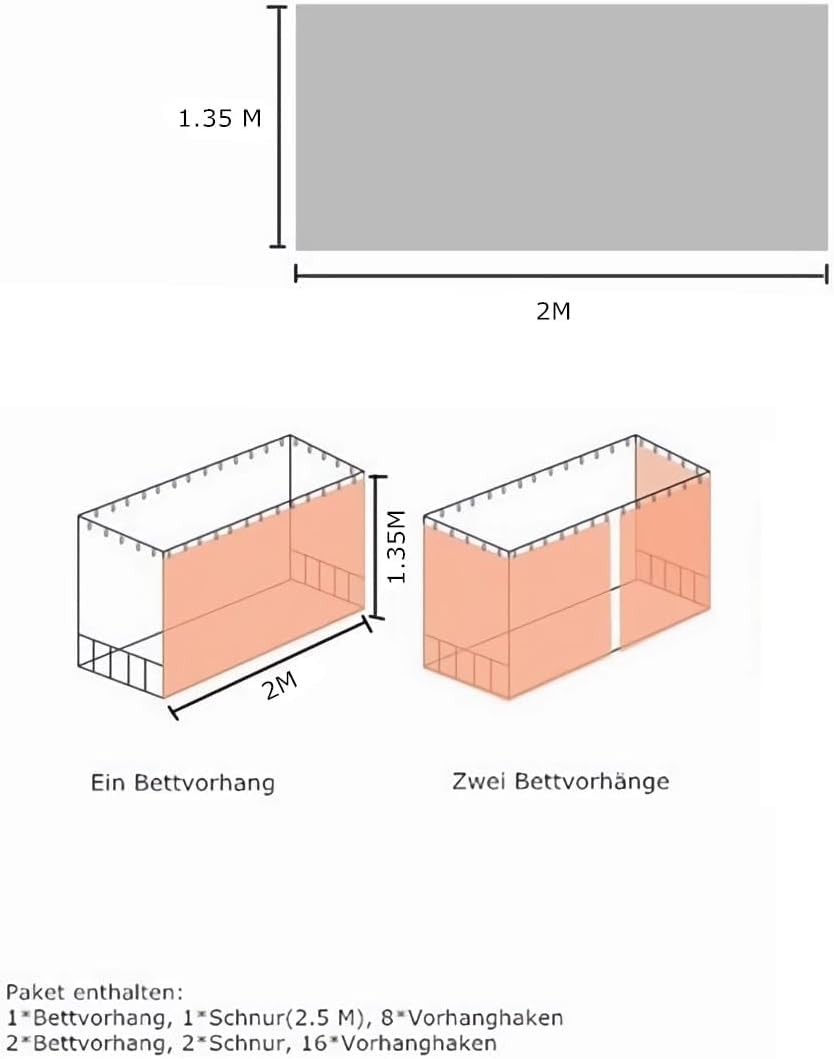 Rideau de Lit pour Superposé Cabine Ciel de Lit en Polyester Rideau Superposé pour Lit d'enfant Couvre-Lits Baldaquin Anti-poussière et Anti-Insectes Rideau Occultant Tenture Cabane Étudiants