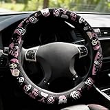 DINSYXU Halloween Ghost Steering Wheel Cover Car Accessories for Men Women with 2 Air Freshener, 15 Inch Anti-Slip Steering Wheel Covers Universal Fit