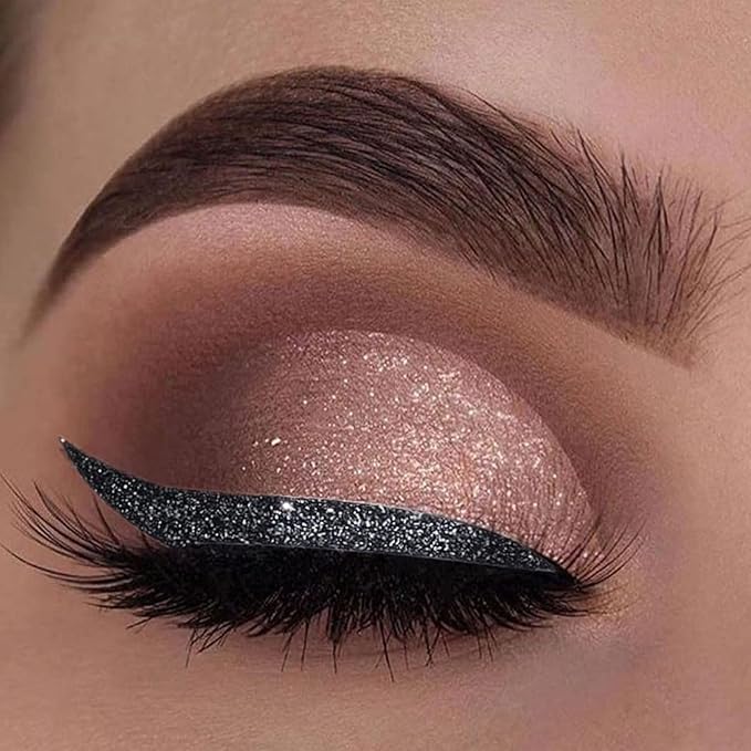 Eyeliner Stickers Glitter Adhesivo Reutilizable Azul 5 Pares miniatura 2