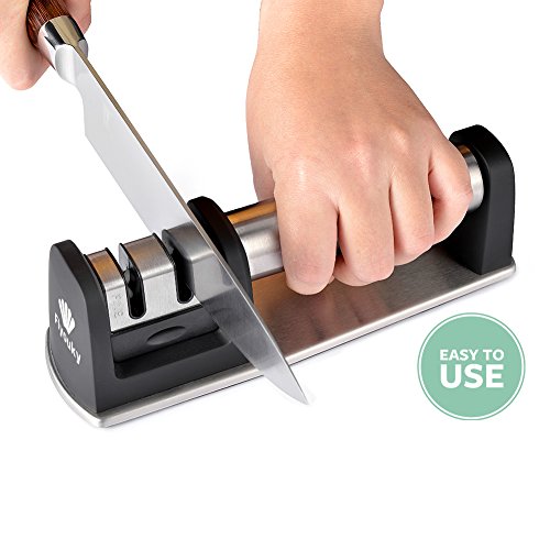 Kitchen Knife Sharpener Professional 2 Stage Steel Diamond Ceramic Coated Sharpening Tool Cook Chef Knife Sharpening Kit Easy to Use Extremely Quickly Fast