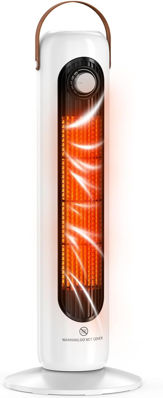 Tower Space Heaters for Indoor Use w/4 Heat Modes, 70° Oscillating Portable Electric Heater, Overheating&Tip-Over Protection Large Room Space Heater, 1500W PTC Ceramic Heater for Living Room Cloud White