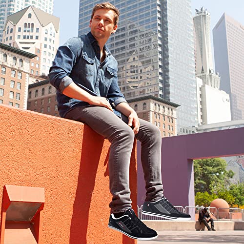 Image of Alpine Swiss Men's Retro Sneakers | Euro Vintage Inspired Low Top Shoes with Suede Trim | Stefan Fashion Sneakers | Streetwear Casual Tennis Shoes