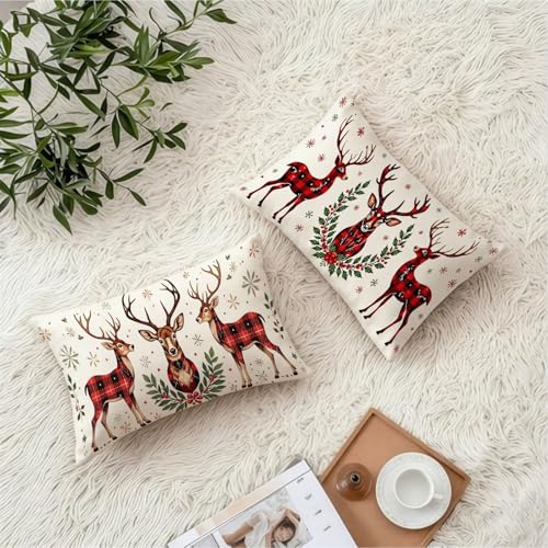 Housse coussin 50x80cm Noël en lin avec zip invisible