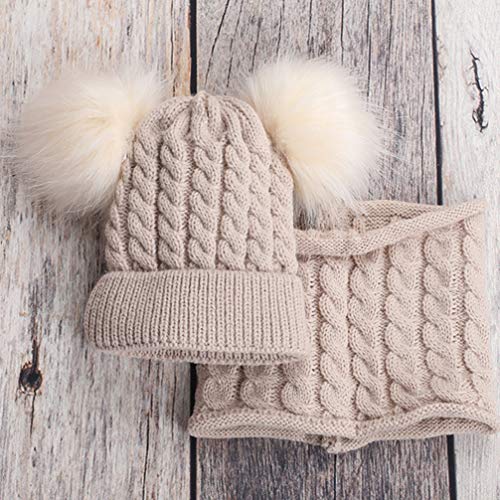 Conjunto de cachecol infantil SOIMISS de malha de algodão quente para inverno para meninos e meninas