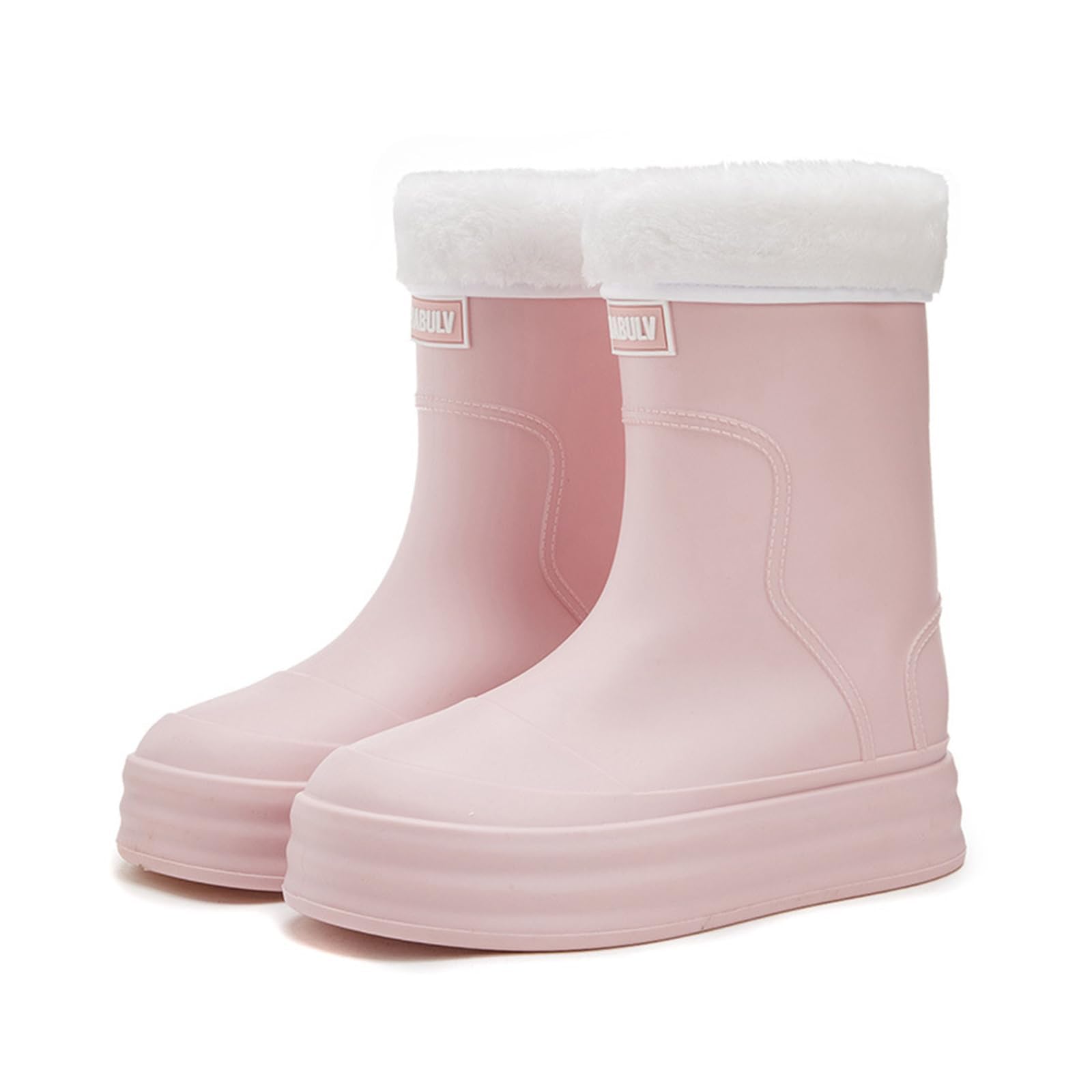 Bottes en caoutchouc mi-hautes pour femme - Polyvalentes - Amovibles - Doublure polaire - Semelle épaisse - Confortables - Antidérapantes - Idéales pour la cuisine - Bottines imperméables et