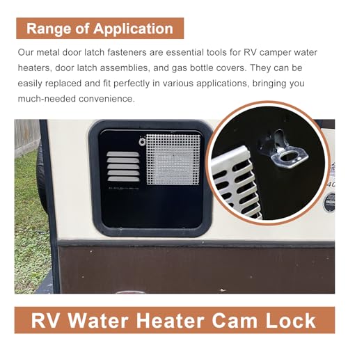 Image of RV Water Heater Cam Lock - 6 Pack - Silver - Modern Style - Bolt Mount - RV Water Heater Door Latch