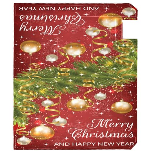 Image of Merry Christmas Bells Mailbox Cover Standard Size Winter Poinsettia Happy New Year Magnetic Mailbox Covers Garden Yard Post Wraps Letter Box Cover Decorations 21 inch L x 18 inch W