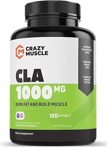 Crazy Muscle Keto Friendly CLA Supplements - 120 Non-Stimulant Weight Loss Supplement Softgels (CLA 1000mg High Potency) - NonGMO Conjugated Linoleic Acid Safflower Oil Diet Pills for Women and Men
