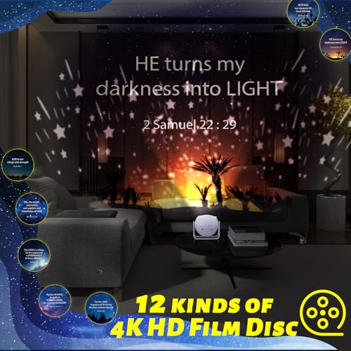 Image of Aurelema Bible Verses Projector Galaxy Projector Includes 12 Interchangeable Christian Discs Night Light Set Project Religious on Walls or Ceilings for Christian Gifts