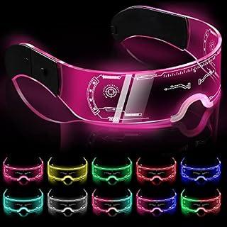 ADXCO Luminous Glasses 7 Color LED Light up Glasses Cyberpunk Neon Glasses Futuristic Visor Glasses High Tech Flashing Glasses for Club, Bar, Cosplay
