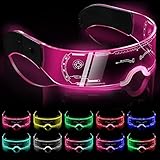 ADXCO Leuchtende Brille 7 farbige LED Leuchtbrille Cyberpunk Neonbrille Futuristische Visierbrille High Tech Blinkbrille für Club, Bar, Cosplay (1, Traumraum)